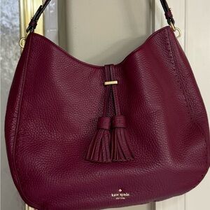Kate Spade Burgundy Leather Hobo Bag